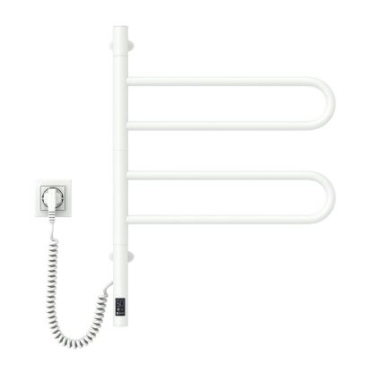 Vertaduro - Elektrischer schwenkbarer Handtuchwärmer mit Thermostat ELA 60W/230V 65x49 cm IP44 weiß