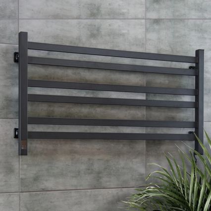 Vertaduro - Elektrischer Handtuchwärmer mit Thermostat AVA 181W/230V 50x90 cm IP44 schwarz rechts