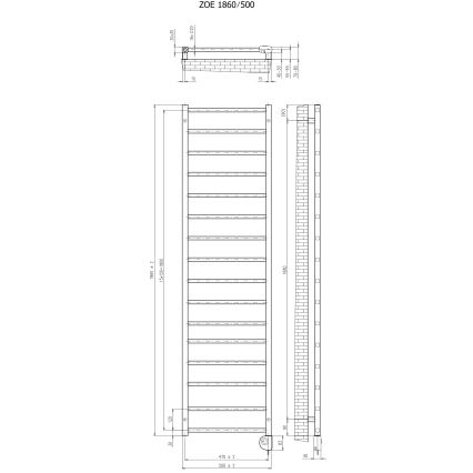 Vertaduro - Handtuchheizkörper mit Thermostat ZOE 400W 186x50 cm Anthrazit
