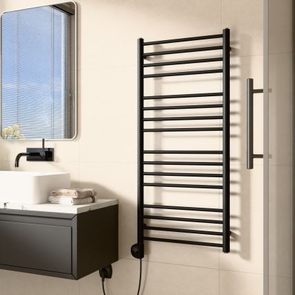Vertaduro - Handtuchheizkörper SIMONE mit Thermostat, 400 W, 114 x 50 cm, schwarz