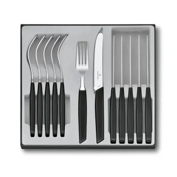 Victorinox - 12-teiliges Besteckset SWISS MODERN, schwarz