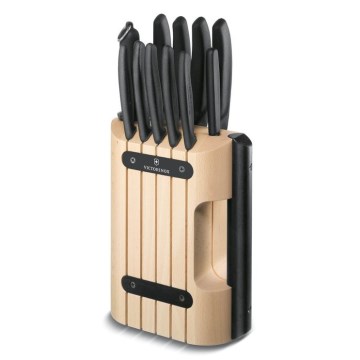 Victorinox - 12-teiliges Küchenmesserset im Messerblock SWISS CLASSIC, Buche/Beige
