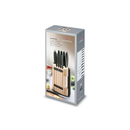 Victorinox - 12-teiliges Küchenmesserset im Messerblock SWISS CLASSIC, Buche/Beige
