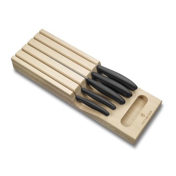 Victorinox - Küchenmesser-Set SWISS CLASSIC, 6-teilig, mit Messerblock, Buche/Beige