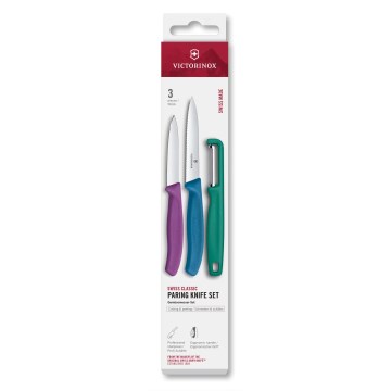 Victorinox - Küchenmesserset mit Sparschäler SWISS CLASSIC, 3-teilig, mehrfarbig
