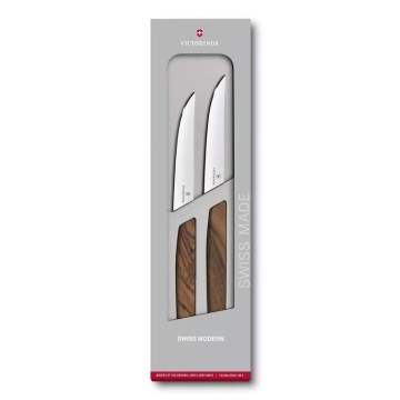 Victorinox - Steakmesserset SWISS MODERN 12 cm, 2 Stück, Walnuss