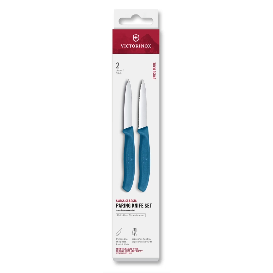 Victorinox - SWISS CLASSIC Gemüsemesser-Set, 2-teilig, 8 cm, blau
