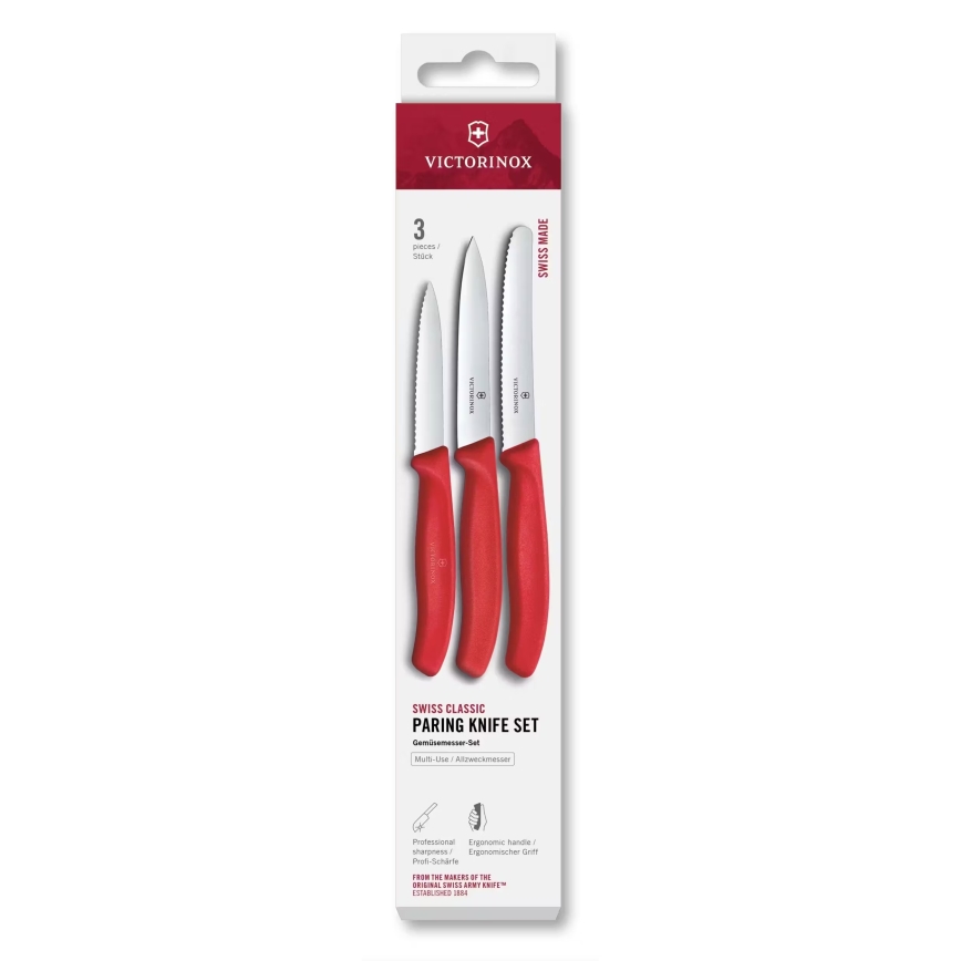 Victorinox - SWISS CLASSIC Gemüsemesserset, 3-teilig, rot