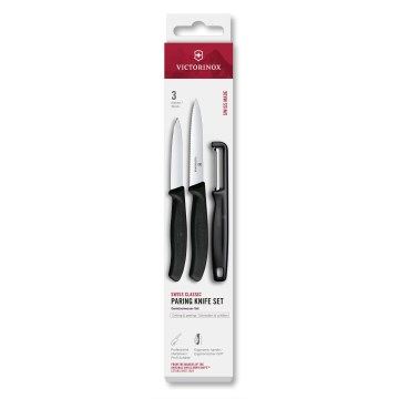 Victorinox - SWISS CLASSIC Küchenmesser-Set mit Sparschäler, 3-tlg., schwarz