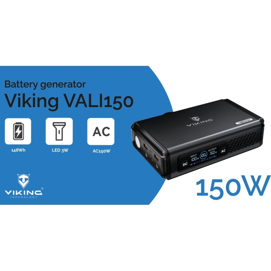 Viking - Ladestation mit LED-Display, Power Delivery 148 Wh