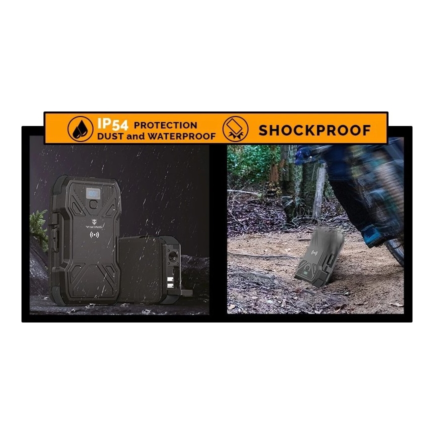 Viking - Powerbank mit LED-Taschenlampe, kabellosem Laden und Solarpanel, Power Delivery 22,5W/30000 mAh