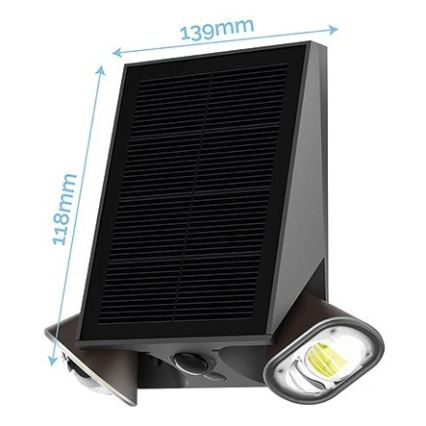 Viking - dimmbare, solarbetriebene, flexible LED-Wandleuchte mit Sensor LED/1,3W/3,7V IP44 4000K 2000 mAh