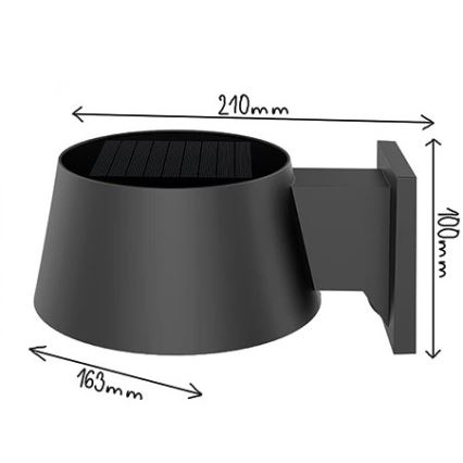 Viking - Dimmbare LED-Solar-Wandleuchte mit Sensor LED/1W/3,7V IP44 4000K 2000 mAh