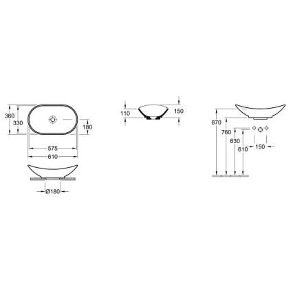 Villeroy & Boch 411060R1 - Aufsatzwaschbecken MY NATURE 61x36 cm Keramik/weiß