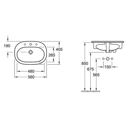 Villeroy & Boch 41615601 - Einbauwaschbecken O.NOVO 56x40,5 cm Keramik/weiß