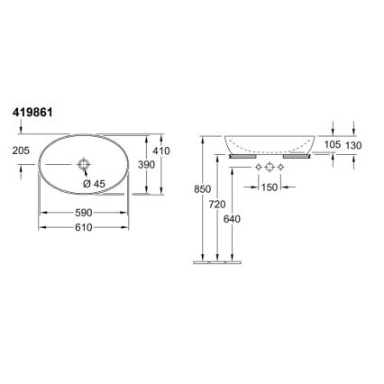 Villeroy & Boch 419861R1 - Aufsatzwaschbecken ARTIS 61x41 cm Keramik/weiß