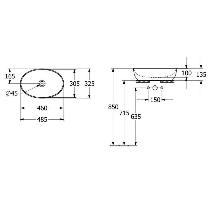 Villeroy & Boch 43884801 - Aufsatz-Waschbecken ARTIS 48 x 32,5 cm Keramik/weiß