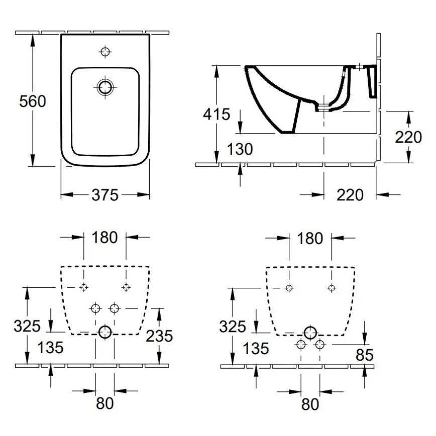 Villeroy & Boch 441100R1 - Wandhängendes Bidet VENTICELLO Keramik/weiß