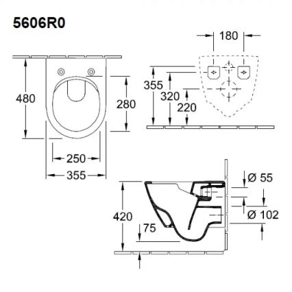 Villeroy & Boch 5606R0R1 - Wandhängendes WC SUBWAY 2.0 Keramik/weiß