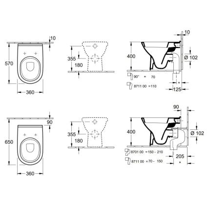 Villeroy & Boch 56571001 - Stand-WC O.NOVO Keramik/weiß