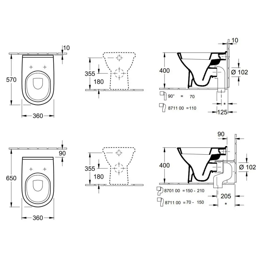 Villeroy & Boch 56571001 - Stand-WC O.NOVO Keramik/weiß