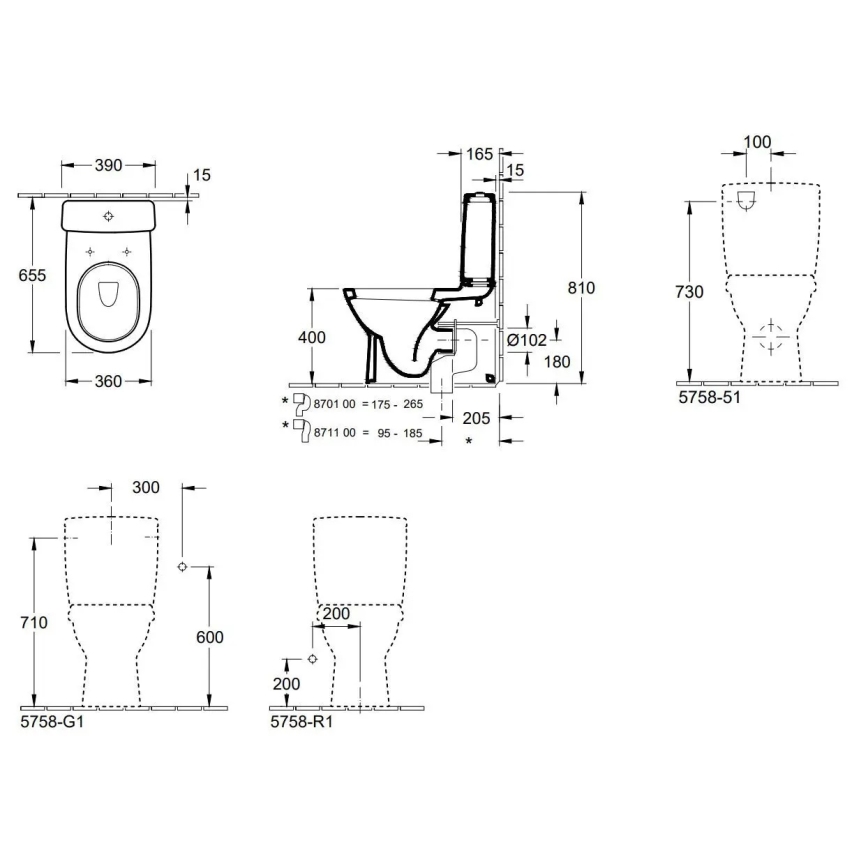 Villeroy & Boch 56581001 - Kombi-WC O.NOVO Keramik/weiß