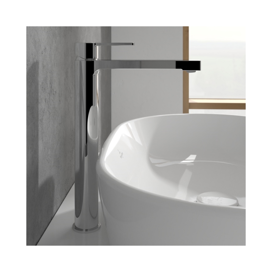 Villeroy & Boch TVW10300500061 - Waschtischarmatur + Ablaufgarnitur ARCHITECTURA 32,9 cm glänzender Chrom