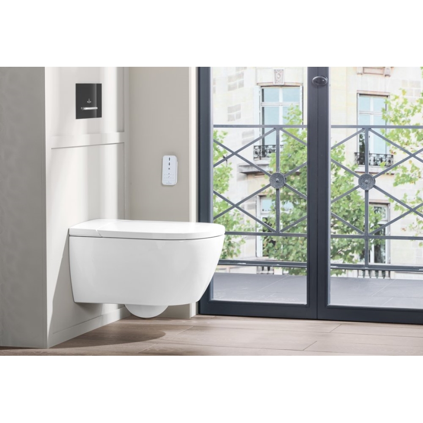Villeroy & Boch V0E100R1 - Wandhängendes Bidet mit VICLEAN SoftClose-Sitz, Keramik/weiß + Fernbedienung