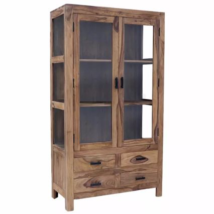 Vitrinenschrank RAMI 180x100 cm Massivholz/Palisander