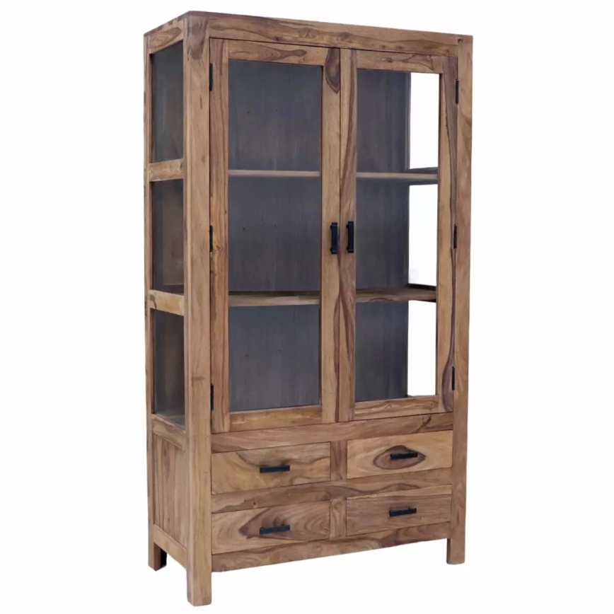 Vitrinenschrank RAMI 180x100 cm Massivholz/Palisander