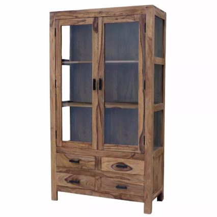 Vitrinenschrank RAMI 180x100 cm Massivholz/Palisander