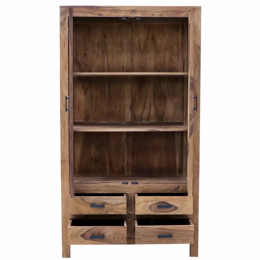 Vitrinenschrank RAMI 180x100 cm Massivholz/Palisander