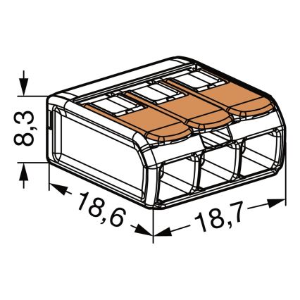 WAGO 221-413 - Abzweigklemme COMPACT 3x4 450V orange