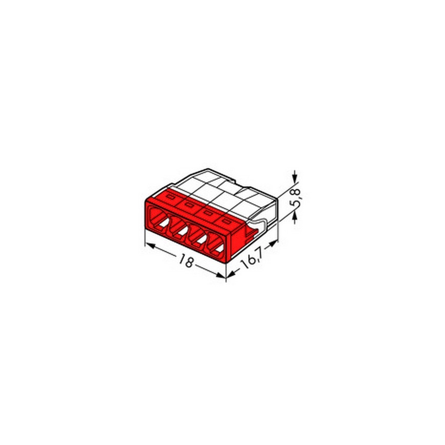 WAGO 2273-204 - Abzweigdosen-Klemme COMPACT 4x2,5 450V rot