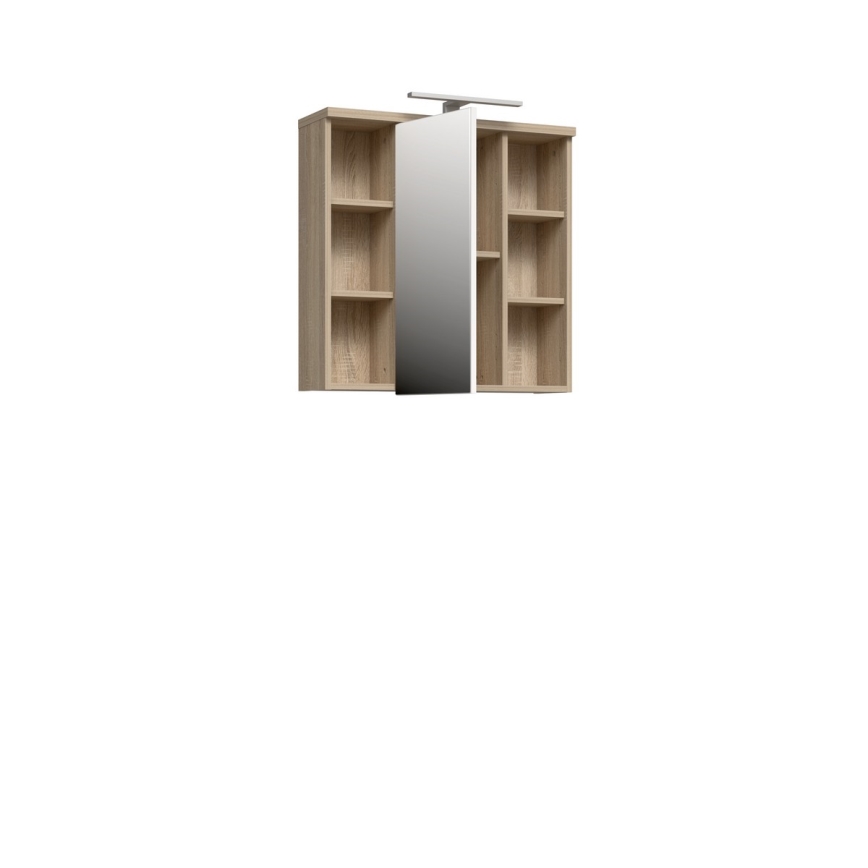 Wand-Badezimmerschrank mit Spiegel VENOM, weiß/Eiche Sonoma