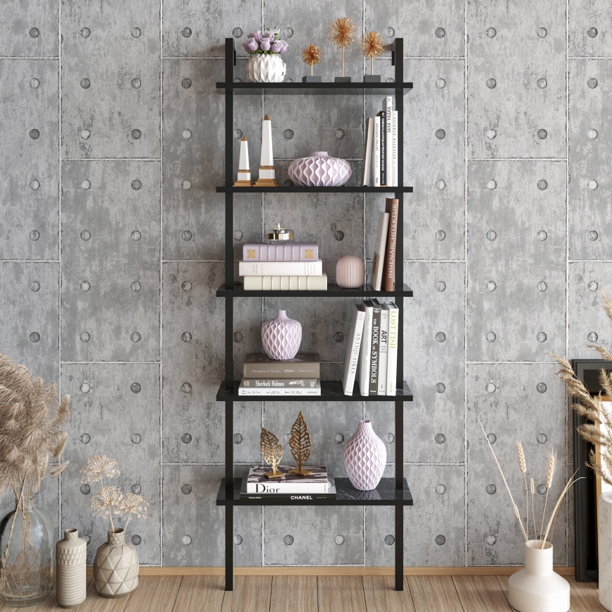 Wand-Bücherregal PIANTE 174x60 cm schwarz