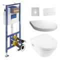 Wand-WC ARCHITECTURA + WC-Sitz SoftClose ARCHITECTURA + Betätigungsplatte VICONNECT + Unterputzmodul VICONNECT + Isolierunterlage VICONNECT