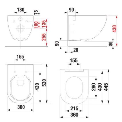 Wandhängendes WC MIO Rimless + WC-Sitz SoftClose MIO + Spültaste DUAL + Unterputz-Modul + Isolierunterlage