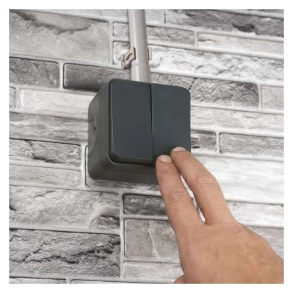 Wand-Wechselschalter, 2 Tasten, Nr. 6+6, IP55, Anthrazit