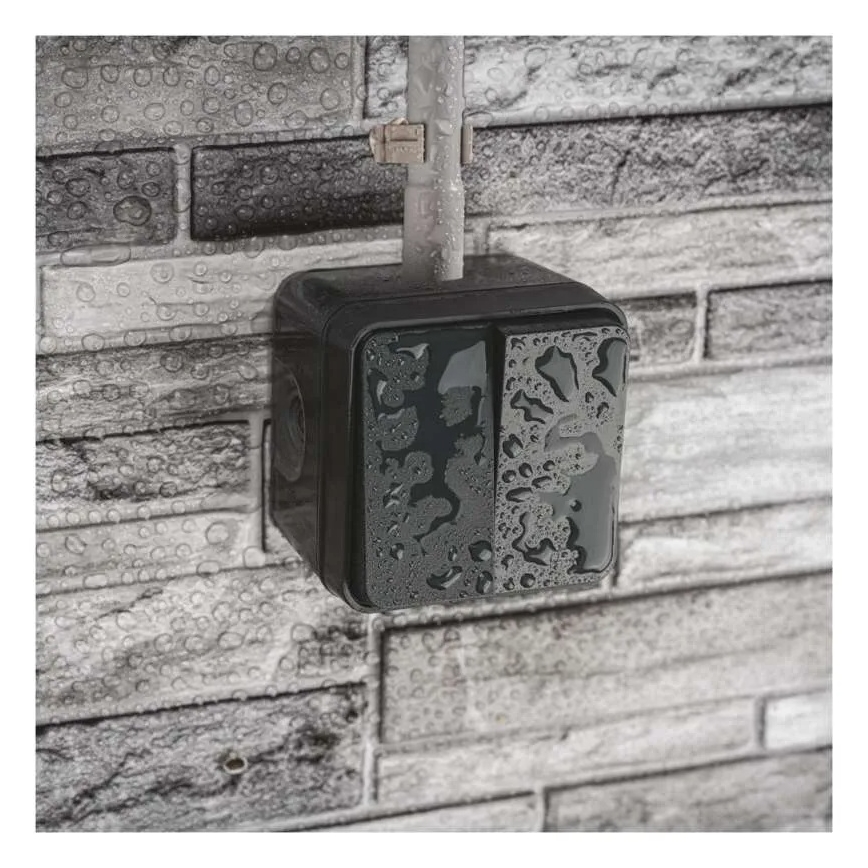 Wand-Wechselschalter, 2 Tasten, Nr. 6+6, IP55, Anthrazit