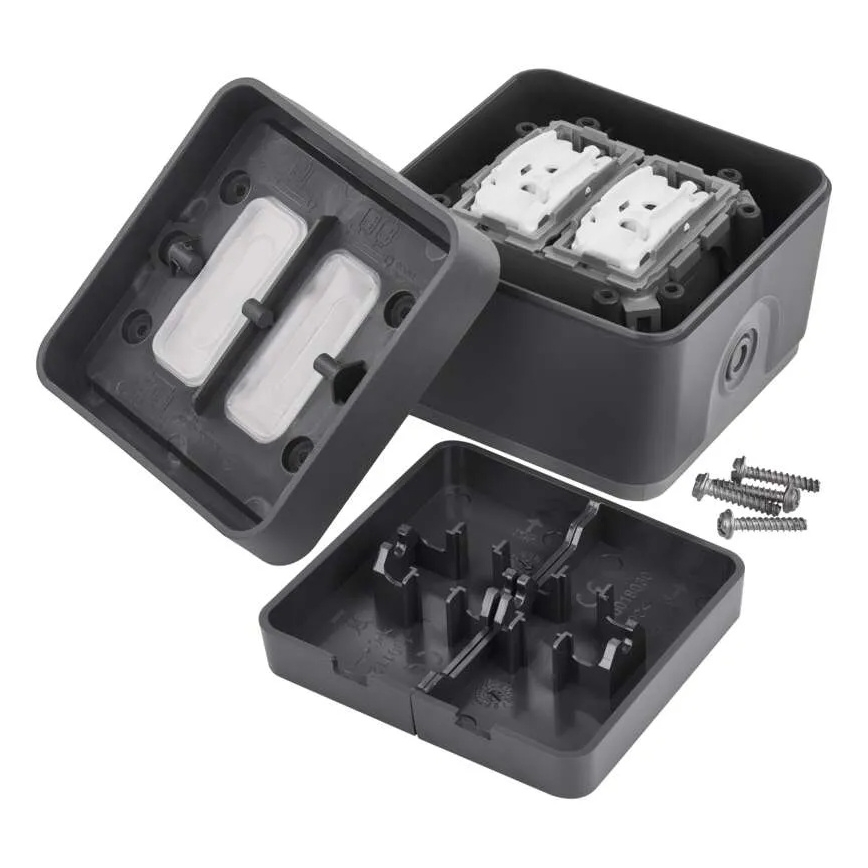 Wand-Wechselschalter, 2 Tasten, Nr. 6+6, IP55, Anthrazit