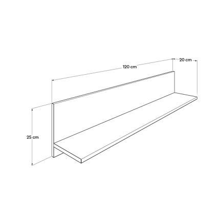 Wandablage 25x120 cm braun