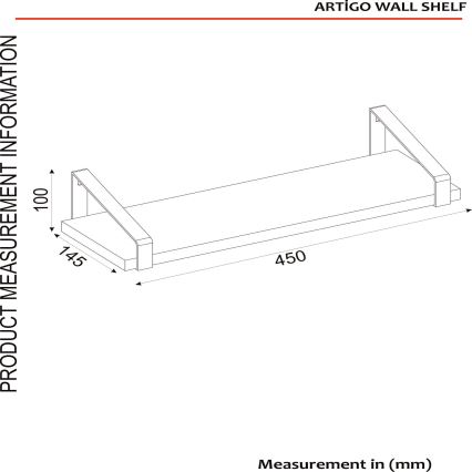 Wandablage ARTIGO 10x45 cm braun