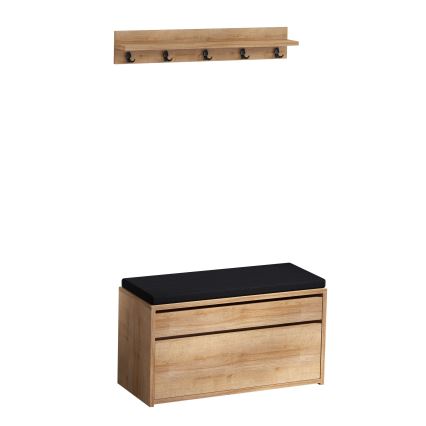 Wandaufhänger BOBY 15x80 cm + Schuhschrank 42x80 cm braun/schwarz