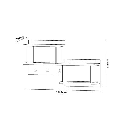 Wandaufhänger mit Ablage NIZZA 51,8x100 cm weiß