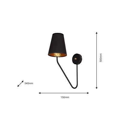 Wandbeleuchtung VICTORIA 1xE27/60W/230V schwarz