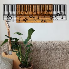 Wanddekoration 100x30 cm Klavier Holz/Metall