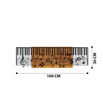 Wanddekoration 100x30 cm Klavier Holz/Metall