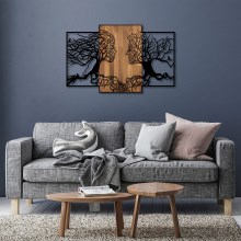 Wanddekoration 125x79 cm Bäume des Lebens Holz/Metall