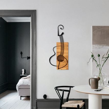 Wanddekoration 39x93 cm Guitarre Holz/Metall